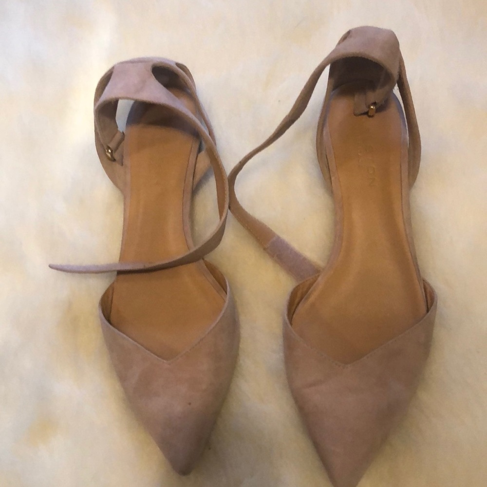 Halston Heritage pointy toe blush flats